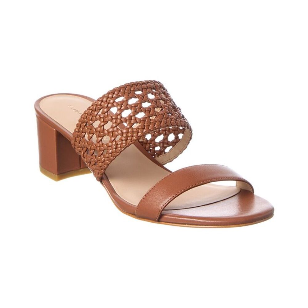 Stuart Weitzman Briar Block 50 Leather Sandal, Brown